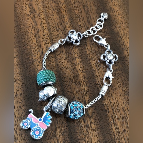 Brighton Flower Crystal Add-A-Bead charm bracelet. - Picture 7 of 13
